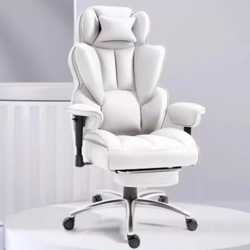 White Rolling Ergonomic Office Chair Study Living Room Accent Office Chair Luxury Bedroom Chaise De Bureaux Office Furniture