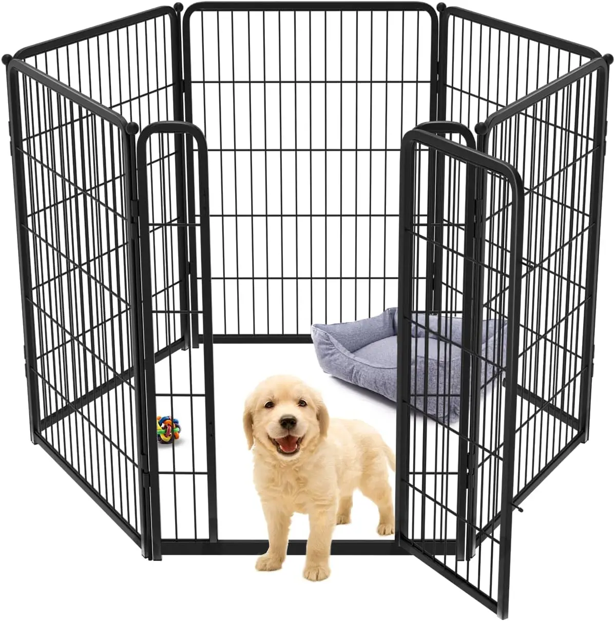 

Indoor Dog Playpen - Stress-Free and Safe Play, 40 Inch 6 Panels for Medium and Large Dogs, Black