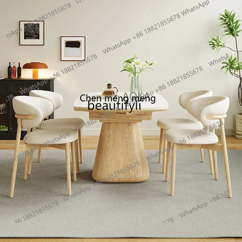 

D178 Solid wood rock slab dining table square and round round modern household rectangular dining table