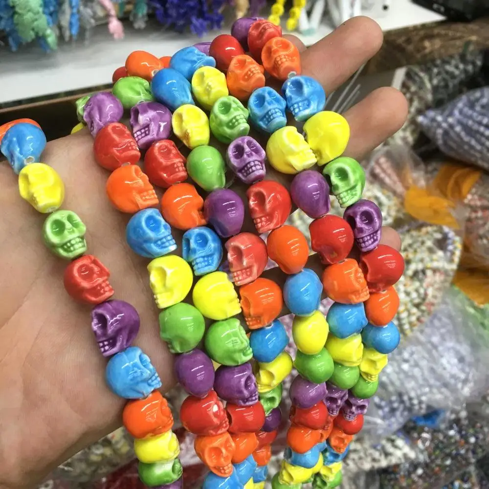 Wholesale Glass Multicolor Skull Bead Lampwork Glass Loose Beads For Jewelry Making DIY Bracelet Necklace Craft Accessroeis