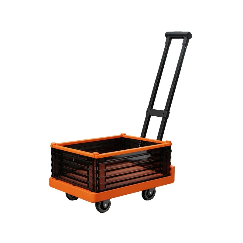 Folding trolley, family trolley, four-wheel truck, outdoor silent portable camper, flatbed