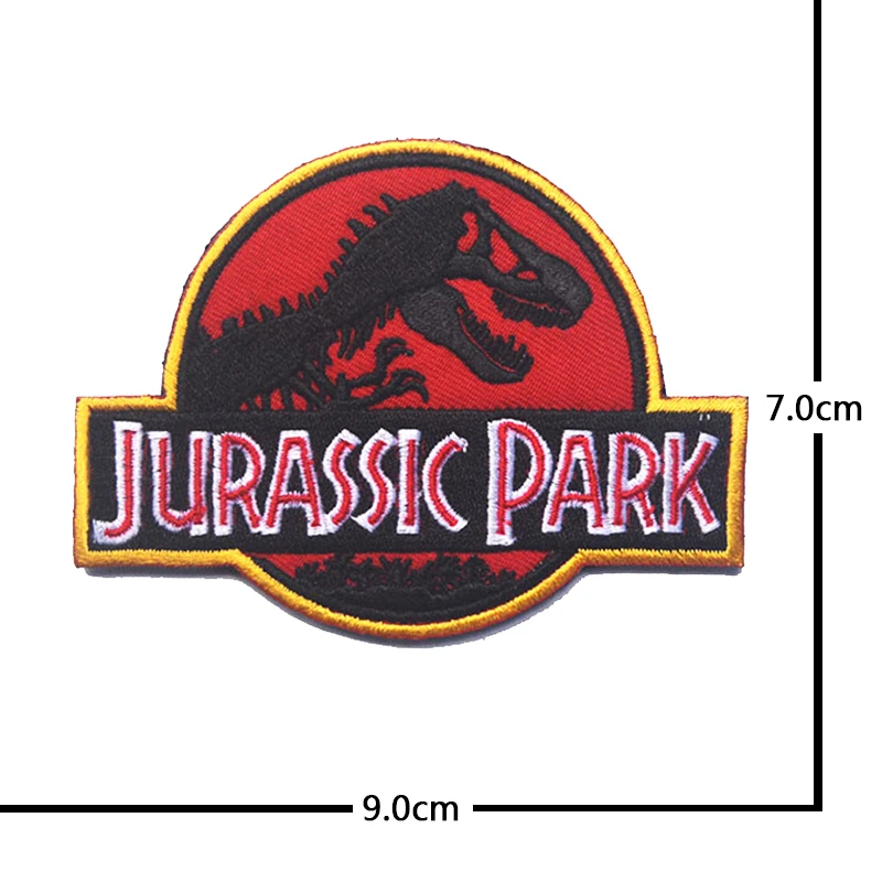 Dinosaur Jurassic Park Logo Badge Embroidery Hook and Loop Outdoor Warlock Patches Military Backpack Bag Stickers Hat Appliques