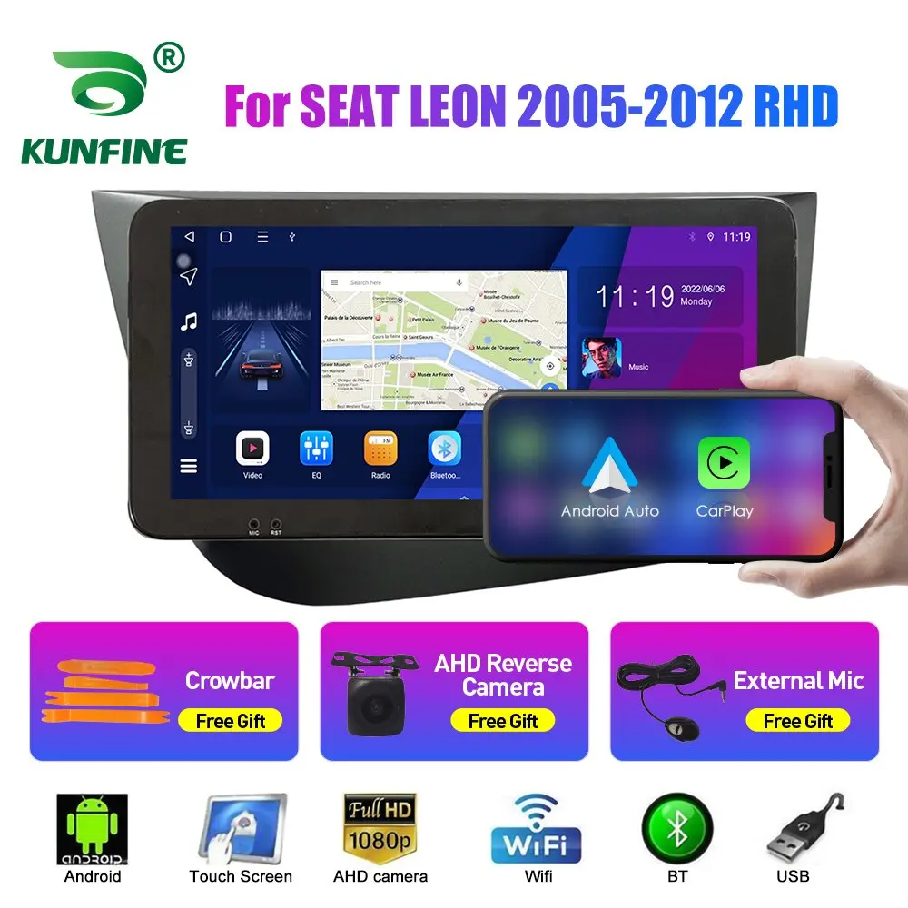 

10,33-дюймовый автомобильный радиоприемник для SEAT LEON 2005-2012 2Din Android, восьмиядерный автомобильный стерео DVD, GPS-навигатор, плеер QLED, экран Carplay