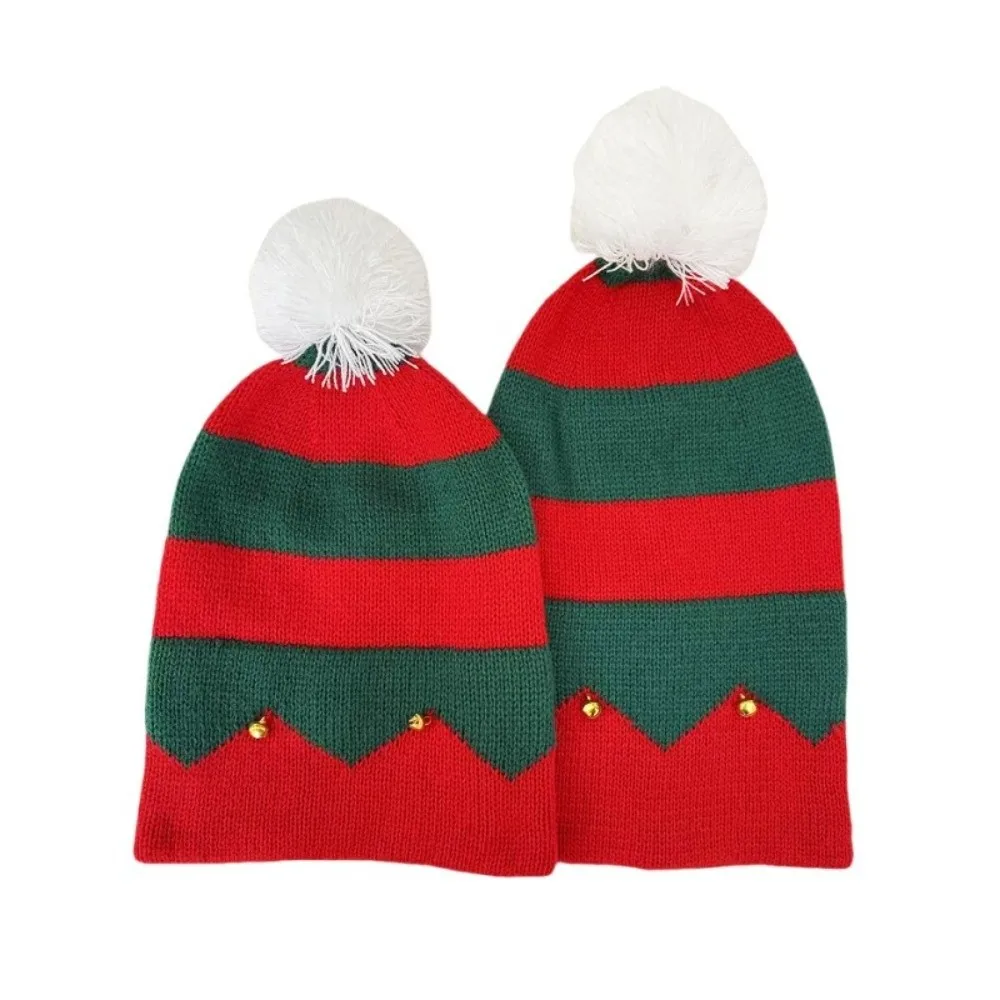Geschenk Frohe Weihnachten Mütze Weihnachts-Strickmütze Warme Grün-Rote Santa-Mütze Plüschball Koreanischer Stil Wollmütze Frohes Neues Jahr – Detail 12