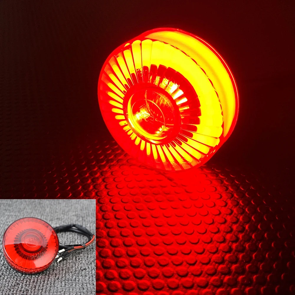Luz trasera LED redonda para motocicleta, luz de freno ATV UTV, lámpara de parada para Honda Kawasaki Yamaha Cafe Racer Chopper Bobber