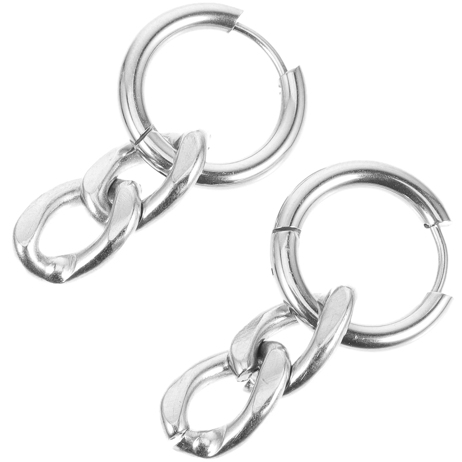 

Trendy Chain Link Earrings Steel Color Dangle Hoop Ear Danglers Fashion Jewelry Alloy Gifts Party Accessories Women Girls