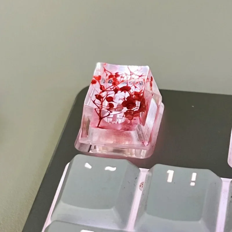 1Pcs Hohe Qualität Epoxy DIY Transluzente Blätter Trockenen Blumen Papier Kreuz Achse Mechanische Tastatur Keycap Universal Zubehör