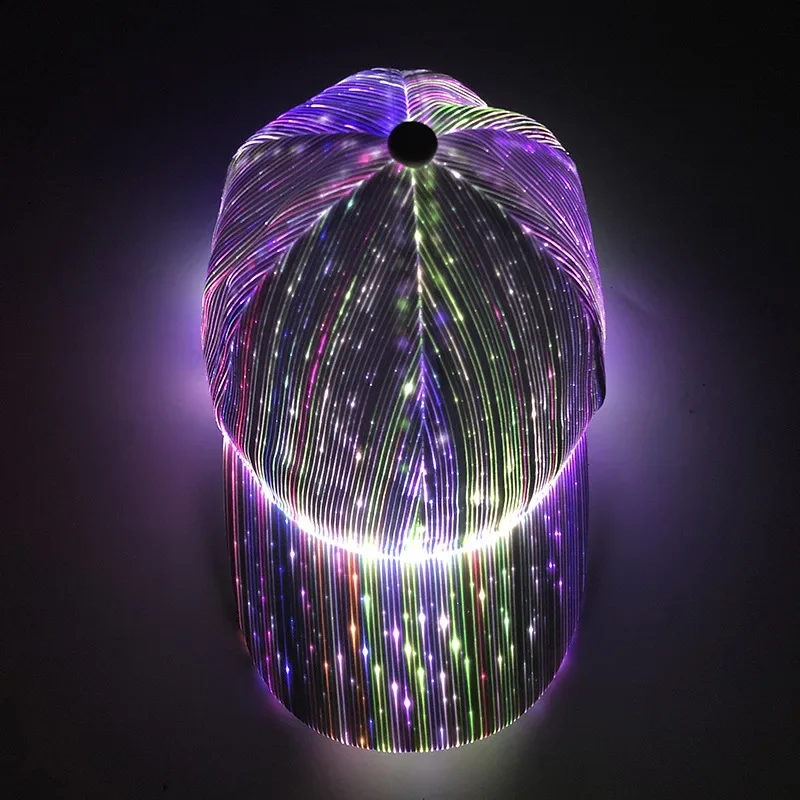 7-color Change LED Fiber Optic Light-emitting Sunshade Cap Bar Dancing Night Running Baseball Cap Halloween Hip-hop Flash Hat