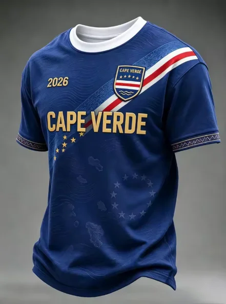 2026 Cape Verde Football Team Jersey Men's Short Sleeve 3D Printed T-Shirt Sport Shirt Full Pattern Women's T-Shirt Top Harajuku