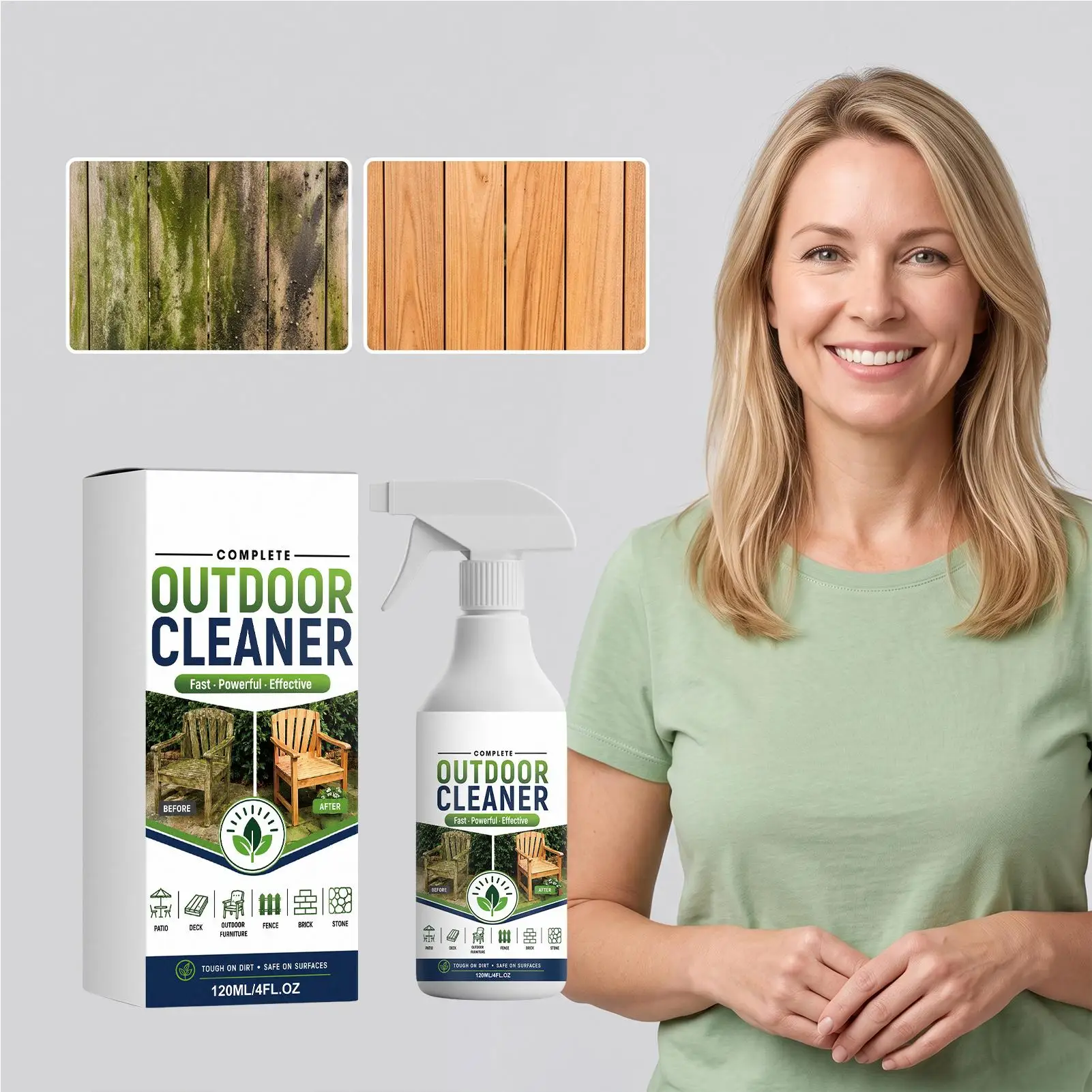 Outdoor Cleaner House Exterior Cleaning Agent Stain Remover Brick Cleaner Backyard Deck Fence Path Driveway Concrete Tool