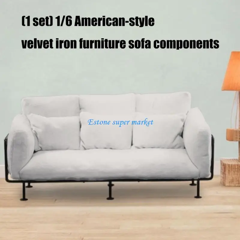 090B European Styles Sofa Doll House Furniture Model With Removable Cushion Iron Frame