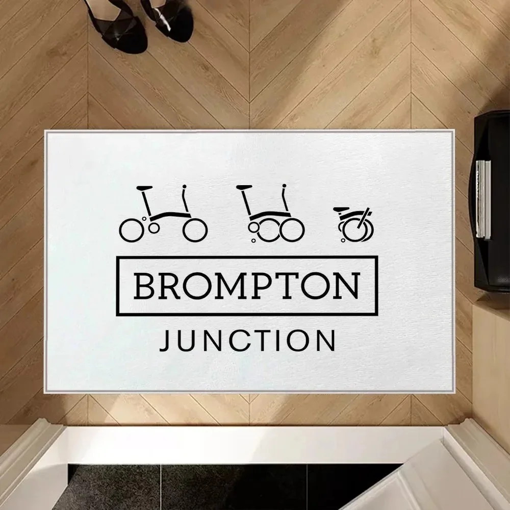 VIKAMA Brompton Bike Enthusiast Doormat Non Slip Wear Resistant Washable Entrance Rug for Cycling Lovers Indoor Home Decoration