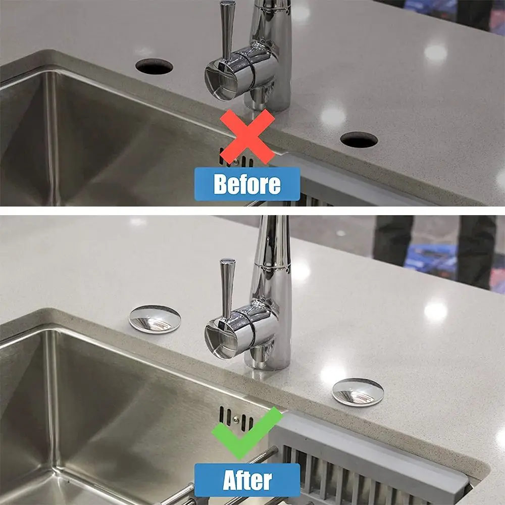 غطاء ثقب بالوعة معدني من الفولاذ المقاوم للصدأ ، صنبور المطبخ ، منع التسرب ، سدادة ثقب الصنبور #2