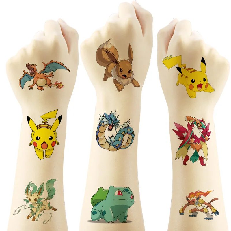 1Pcs Pokemon Tattoo Stickers Pikachu Temporary Tattoos For Kids Birthday Party Supplies Cute Tattoos Stickers Decoration