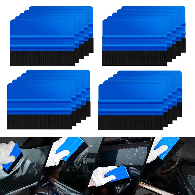 20Pcs Felt Edge Squeegee Car Film Wrap Scraper 4 Inch Vinyl Wrap Application Bubble Removal Tools Window Tint  Wrapping Tool