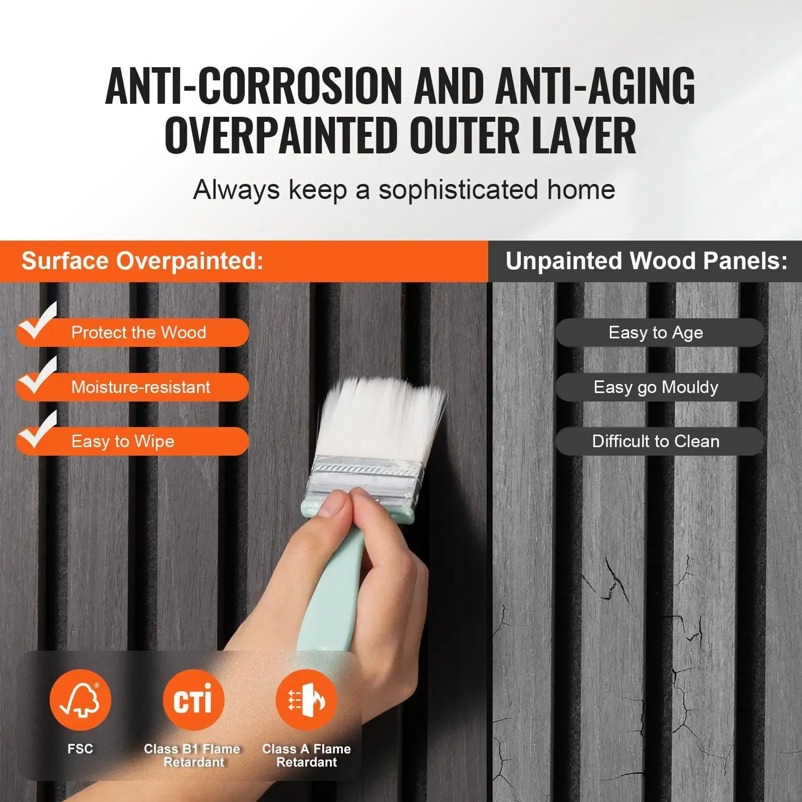 ألواح صوتية خشبية مقاس 7.9 × 94.5 بوصة لديكور الحائط الحديث من خشب البلوط الأسود #3