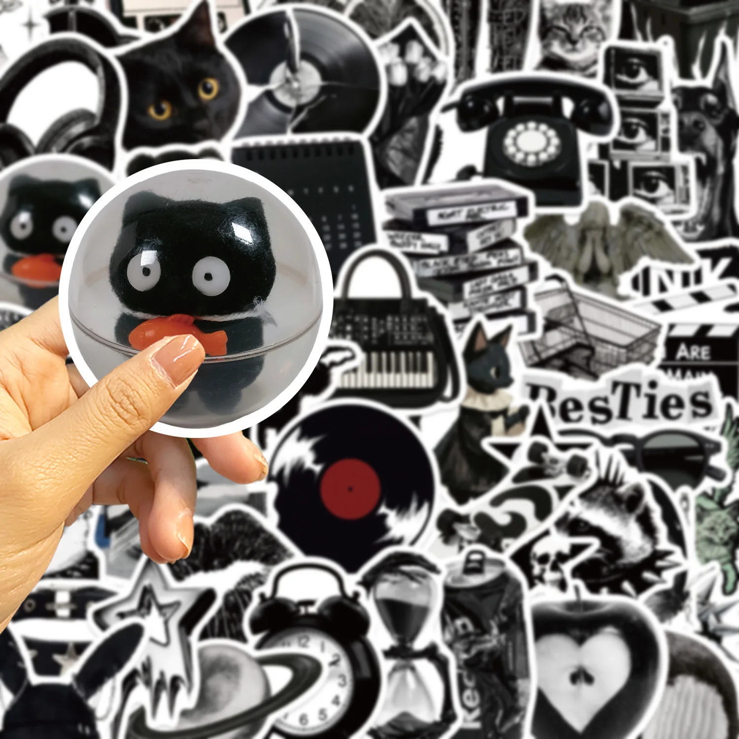 50 PCS Cartoon Grunge Rock Music Style Fun Stickers Pack Decorate Helmet Skateboard Guitar Bike Removable Stationery Decals