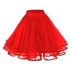 Red Pleated skirt Sexy Midi Tulle skirt High Waist Full Lining Adult Tutu Skirts Korean Style Women Jupe Femme Faldas