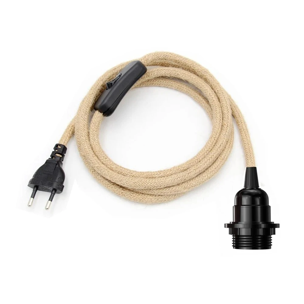 

2M EU Plug Plug Power Cord with Switch E27 Lamp Holder for Retro Pendant Light Hanging Light Wire Lighting Decor