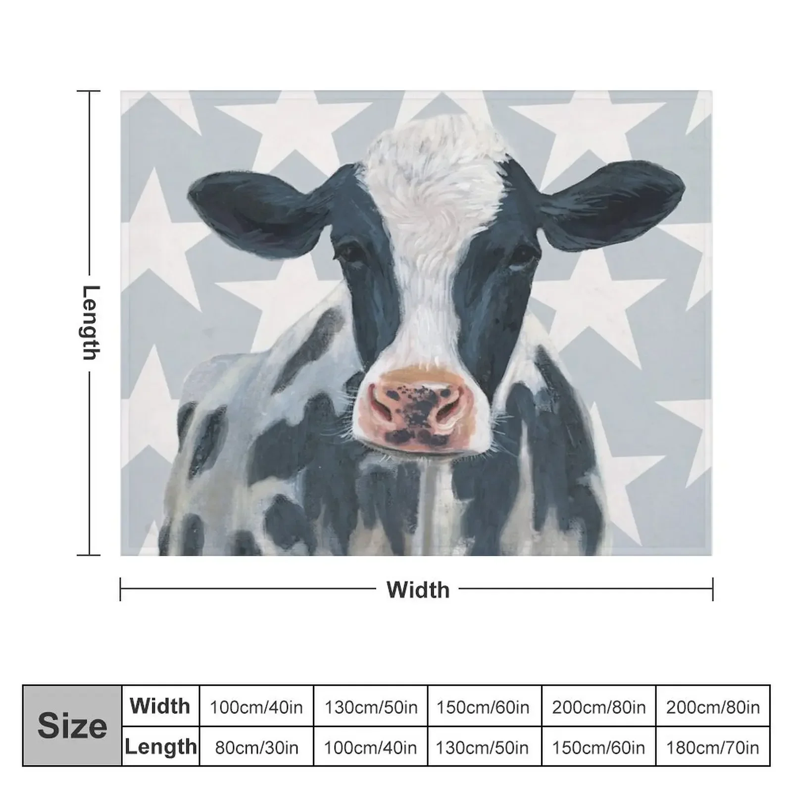 Patriotic Farm Cute Cow Pet Animal Lover Throw Blanket Soft Thermal Bed linens Hair Blankets