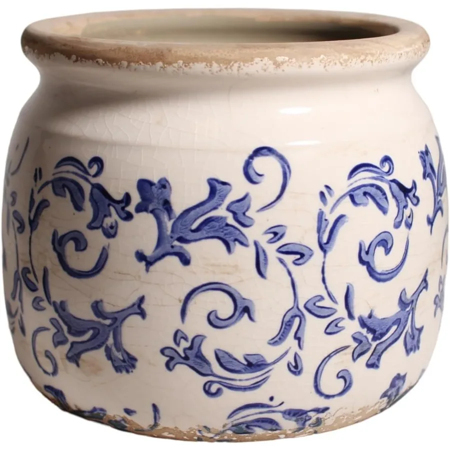 

Голубые керамические горшки с дренажным отверстием для комнатных растений и суккулентов Цветочные горшки 6,29 дюйма с отделкой Crackle Glaze ID