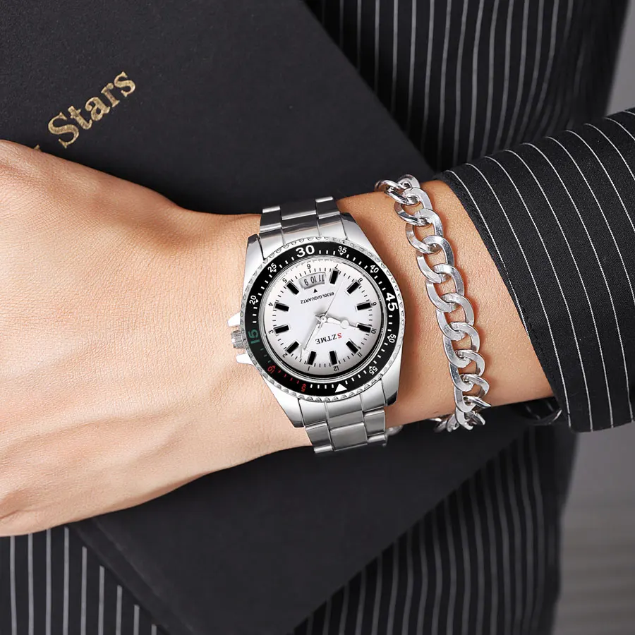 ساعة شريطية من الفولاذ المقاوم للصدأ للرجال والنساء ، ساعة كوارتز للأزواج ، مقياس تقويم ، هدية ترفيهية ، عصرية ، جديدة ، #5