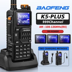 Baofeng-walkie-talkie K5 PLUS, Radio Amateur de seis bandas, AM, FM, portátil, estación de compresión, banda de aire de 999CH, copia de frecuencia