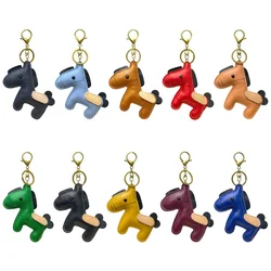 New trendy genuine cow leather pony handbag pendant cute trendy luggage bag accessories key ring
