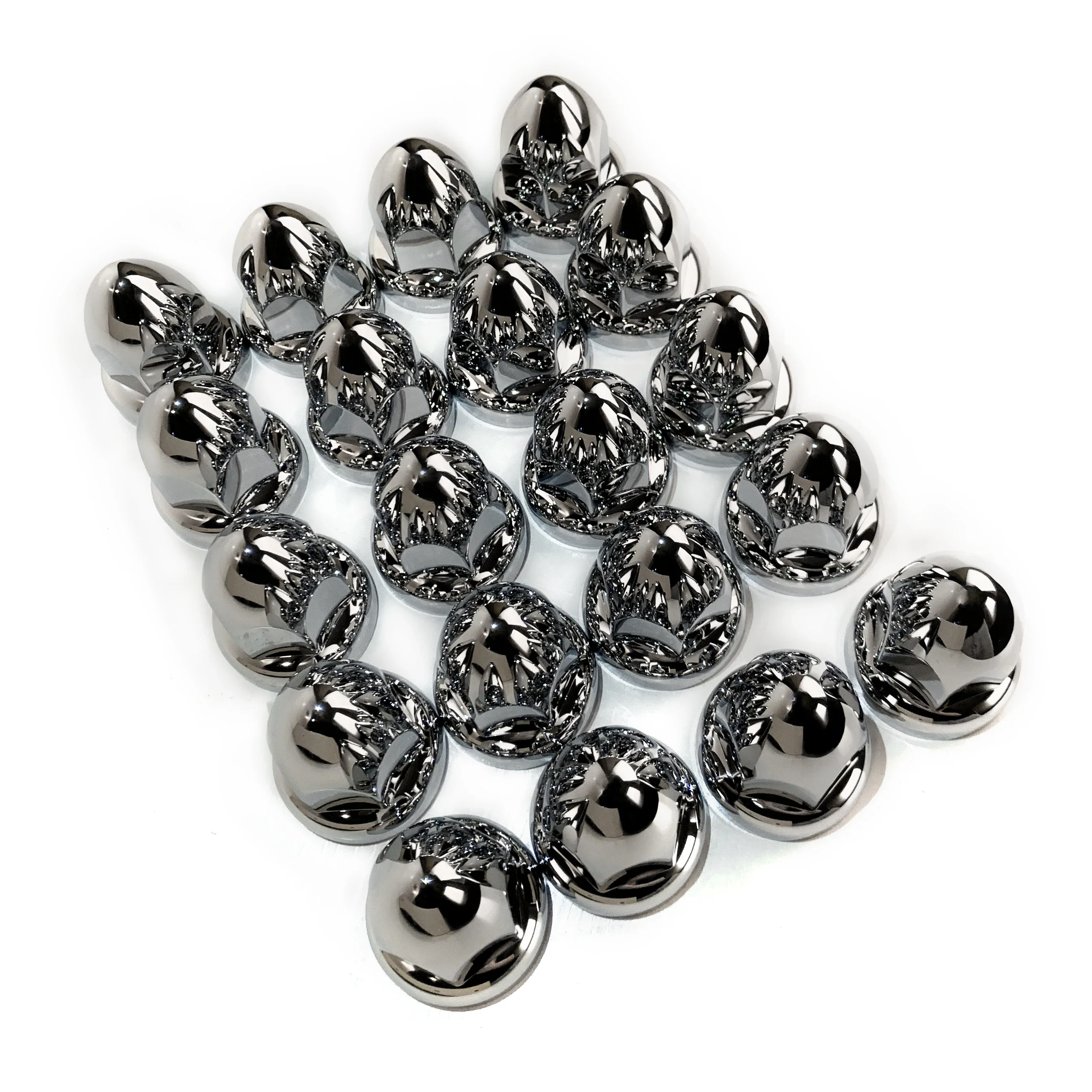 20PCS 33mm Chrome Lug Nut Covers Push On,ABS Chrome Plastic Push-on Bullet Flanged Lug Nut Covers for Semi Trucks