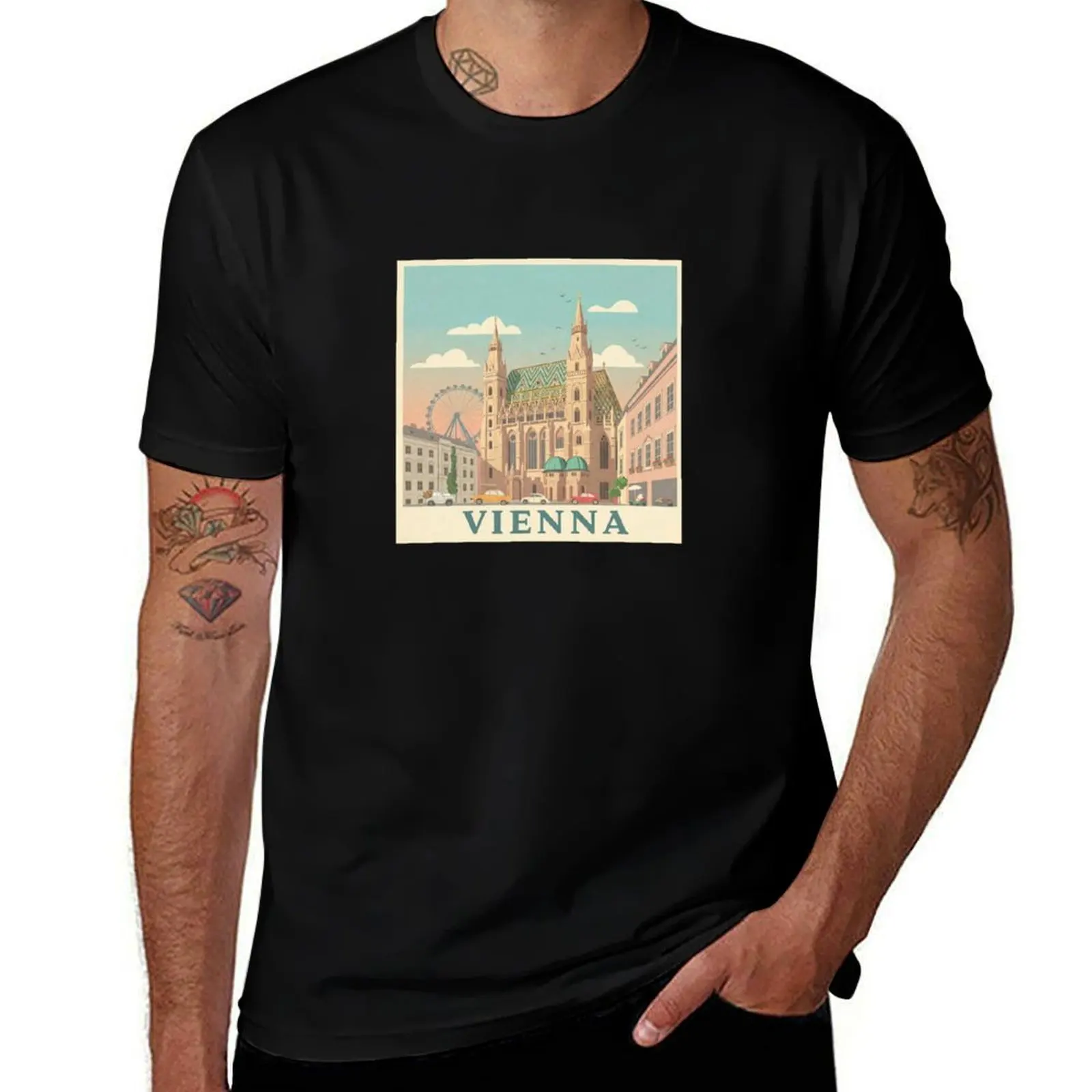 

Vienna, Austria Vintage Travel Print T-Shirt Short sleeve tee customizeds new gifts and t-shirts customs men clothings