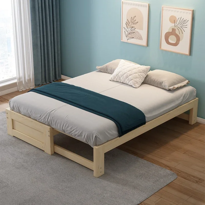 Folding sofa bed dual-purpose multi-function pedal rice small apartment living room telescopic bed solid wood folding bed pull