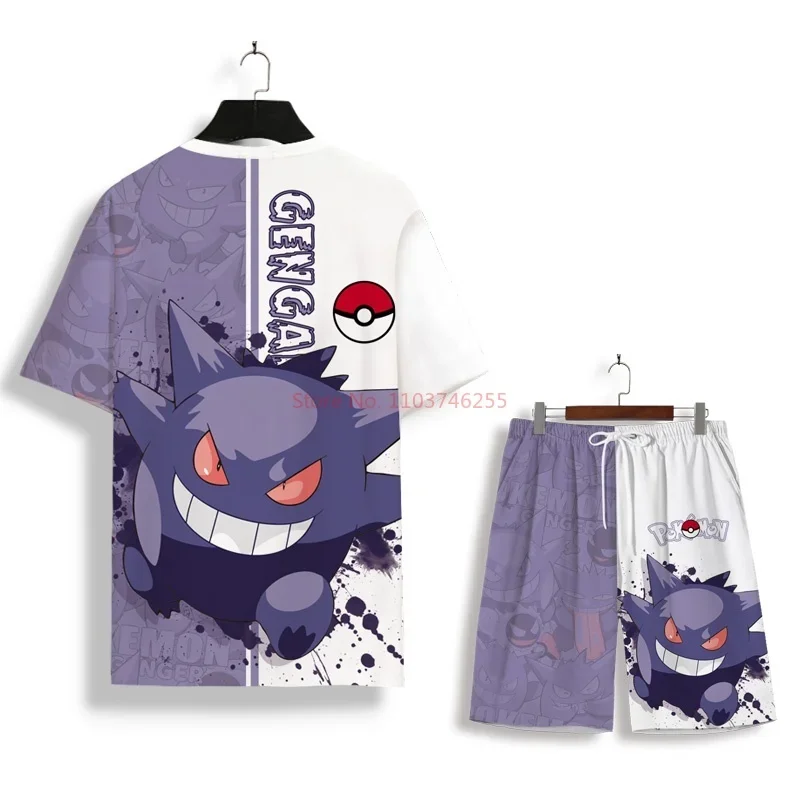 Hot Sale Japanese Anime Pokémon Shorts Men\'s Gengar Print Oversize Quarter Summer Thin Quick Drying Loose Fitting Beach Pants