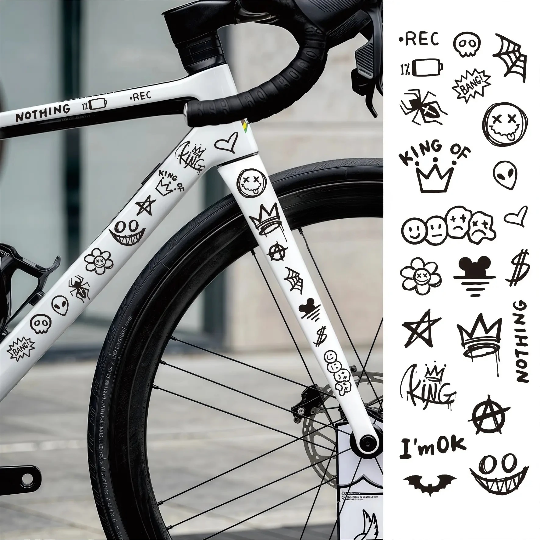 Cartoon-Graffiti-Fahrradaufkleber für Fahrradrahmen Oberrohr DIY Reflektierende Wasserdichte Fahrrad-Aufkleber Rennrad-Rahmenaufkleber – Detail 13