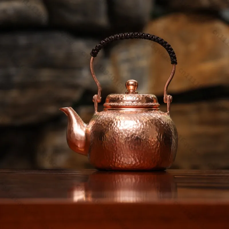 300Ml Mini Brewing Teapot Pure Copper Handmade Uncoated Small Copper Pot Kung Fu Tea Brewing Pot