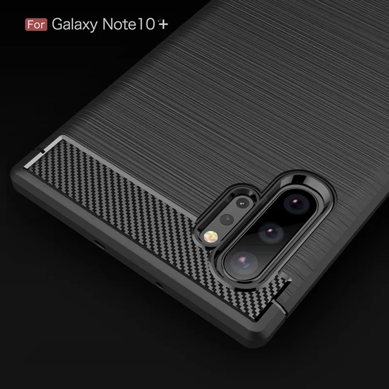 Phone Case for Samsung Note 10 Plus Carbon Fiber Shockproof Case for Galaxy Note10 plus Full Protective Back Cover Coque Fundas