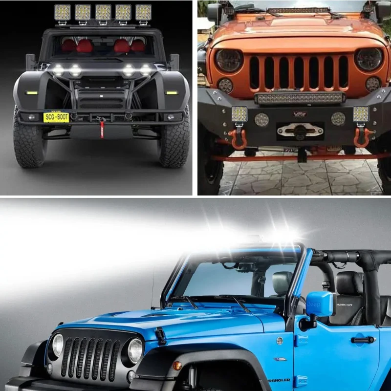 مصباح عمل LED عالي التحمل 12 فولت - 24 فولت - IP65 مقاوم للماء، أوضاع مزدوجة للبقع/الفيضانات مع حماية من الحمل الزائد