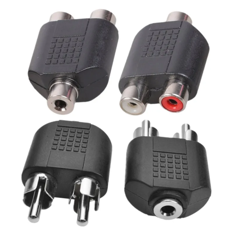 3.5mm Audio Stereo Jack Female To 2 RCA Male /3.5mm Male To 2-RCA Female /3.5mm Female To 2-RCA Fe Connector Adapter