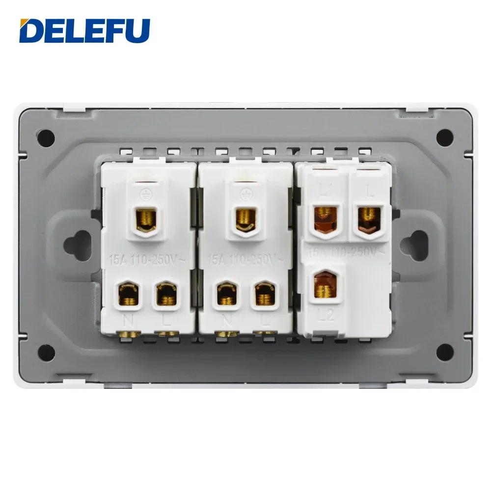 DELEFU-DIY Switch soquete, Brasil, italiano, Chile, México, função de combinação livre padrão, USB tipo C chave, 4*2, preto, 4*4, carga rápida