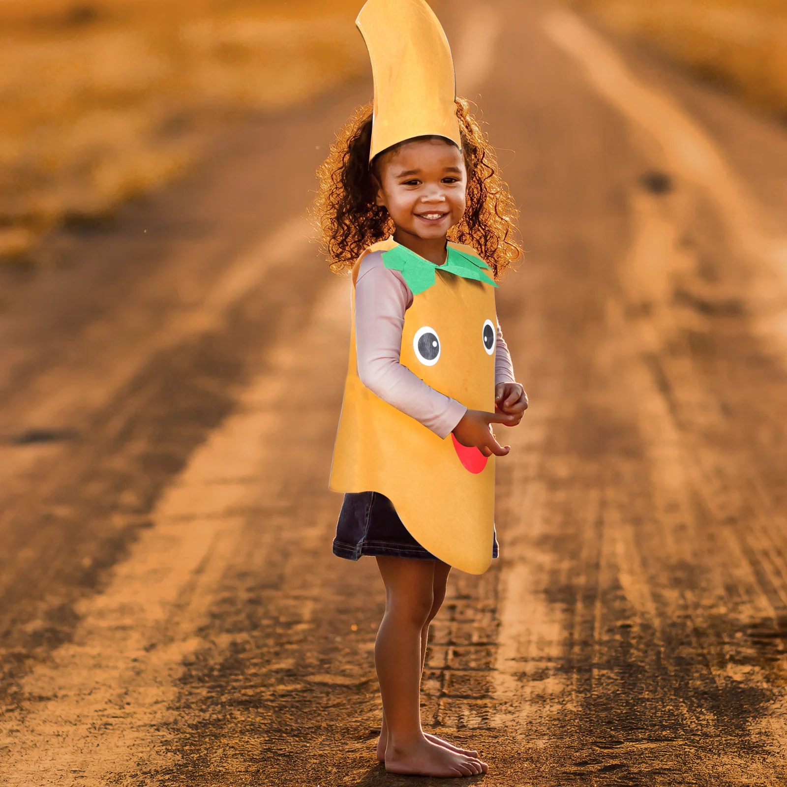 

Lovely Kids Potato Costume Set Easy Wear Fabric Performance Outfit Halloween Party Dress Up Accessories Yellow One Size Fit Most