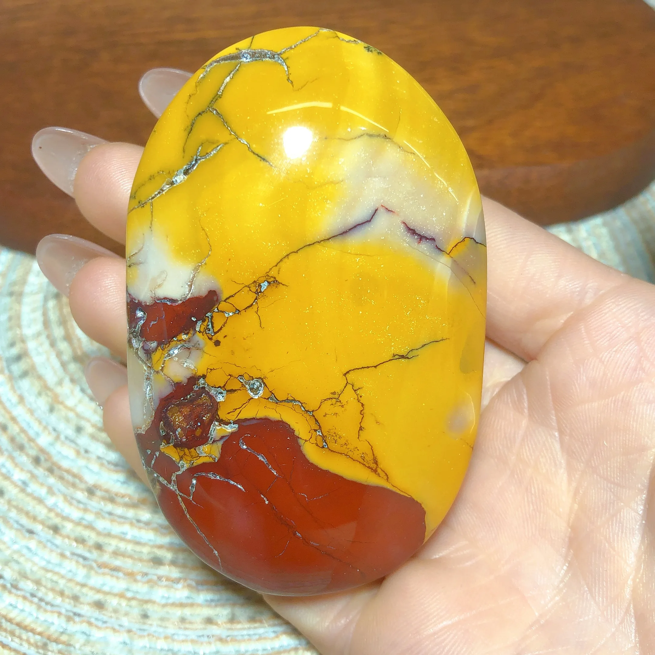 

Natural Crystals Mookaite Palms Painting Colorful Oval Gemstone High Quality Home Decorations Energy Gift