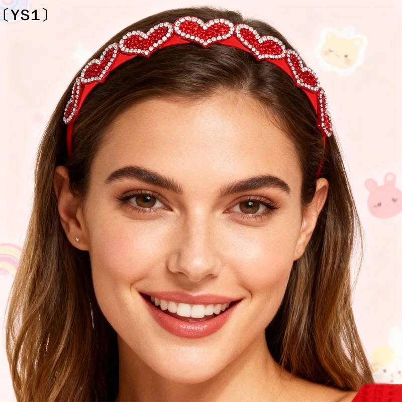 

〔YS1〕Sparkly Heart Shaped Rhinestone Headband Adorable Valentine Day Theme Hair Accessory For Cute Hairstyle Perfect Gift For Wo