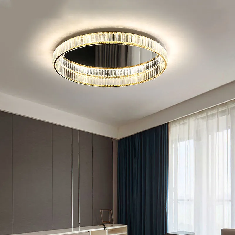 Modern Luxury Crystal Dimmable Interior Lamp Living Room Bedroom LED Ceiling Chandelier Kitchen Circle ring Fixtures Home Lustre