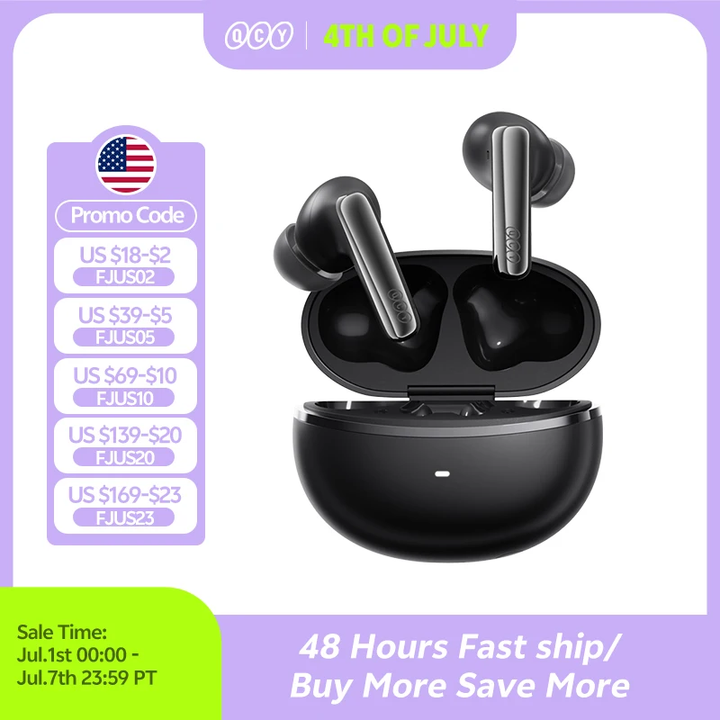 QCY MeloBuds N70 adaptív ANC vezeték nélküli fülhallgató Bluetooth 6.0 LDAC Hi-Res Audio 6 mikrofon vezeték nélküli töltés 50 óra IPX5