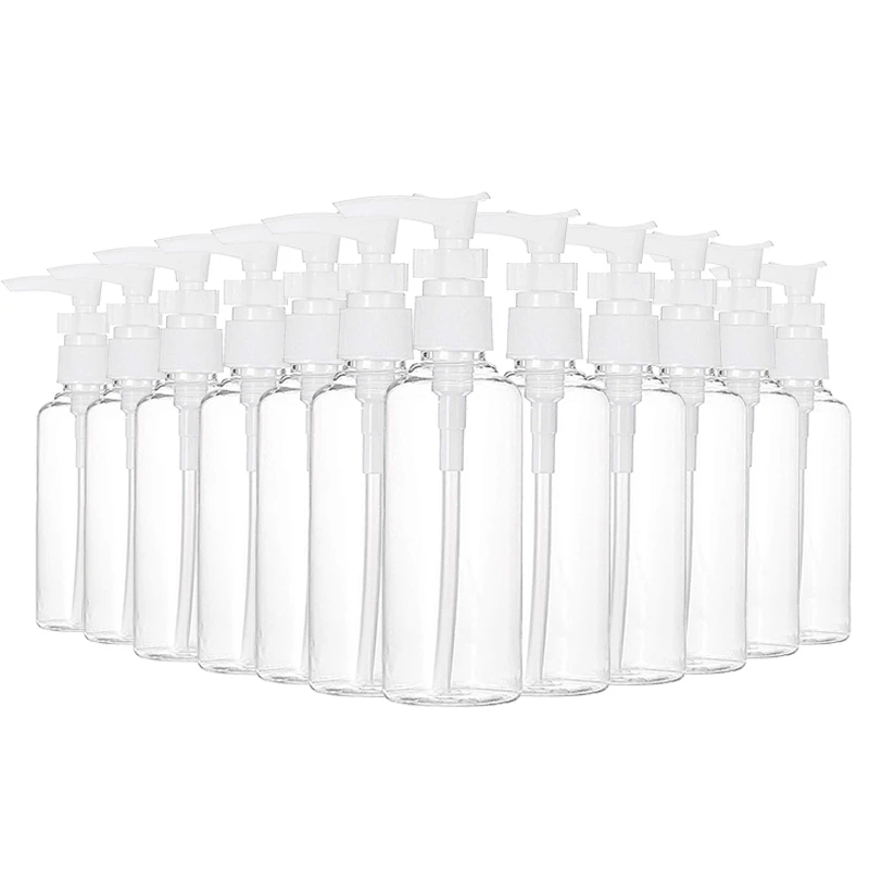 

12 Pack 3.4Oz/100Ml Transparent Travel Bottles Pump Bottle Lotion Dispenser Bottle For Water, Massage Oil, Shampoo