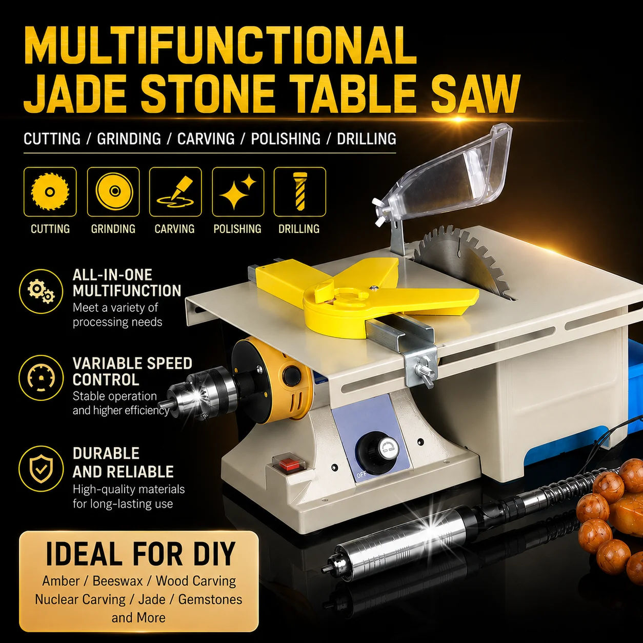 Image of Elektrische Schmucks chleif maschine Schmuck Rock Gem Polier werkzeug 350w multifunktion ale kleine Desktop Jade Schneide maschine 220v