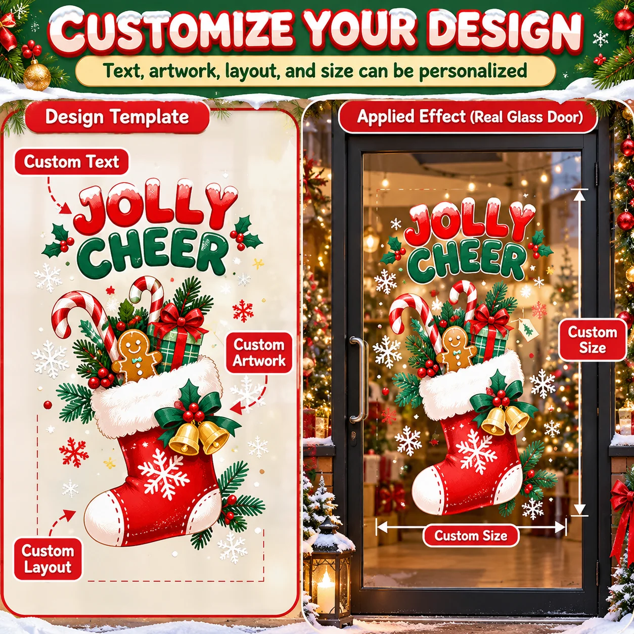 Custom Image Door Vinyl Sticker Color White Ultra Clear Film Self Adhesive Printable Decal for Home Christmas Window Decor