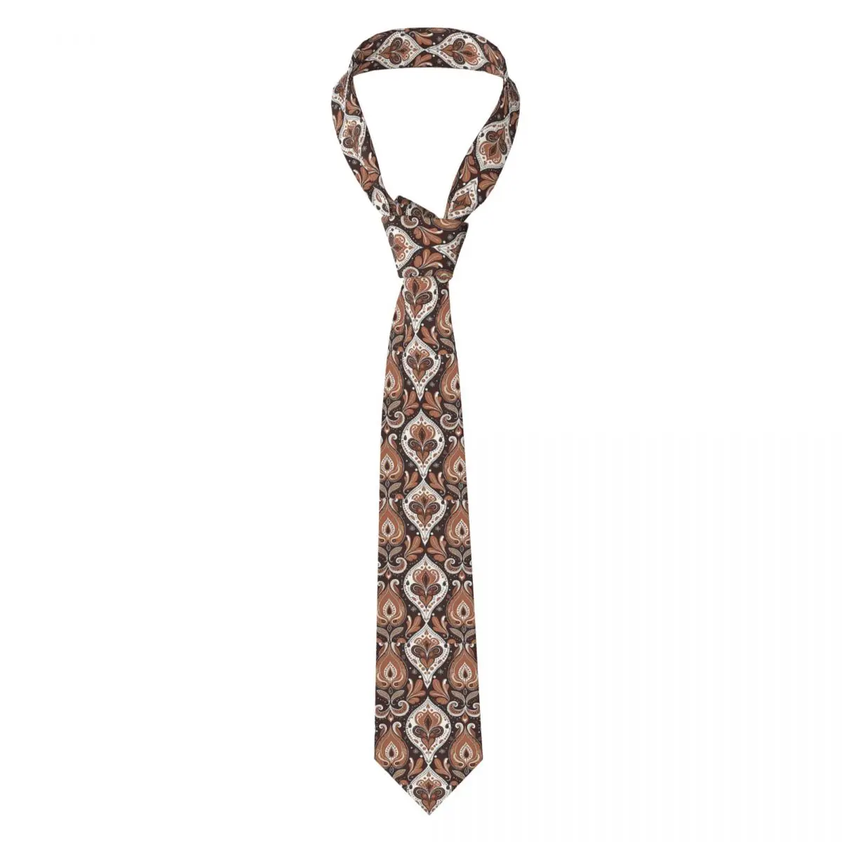 Gold Bohemian Art Paisley Gradient Beige And Brown Necktie for Men Polyester 8 cm Neck Ties Wedding Suits Tie Casual Gravatas