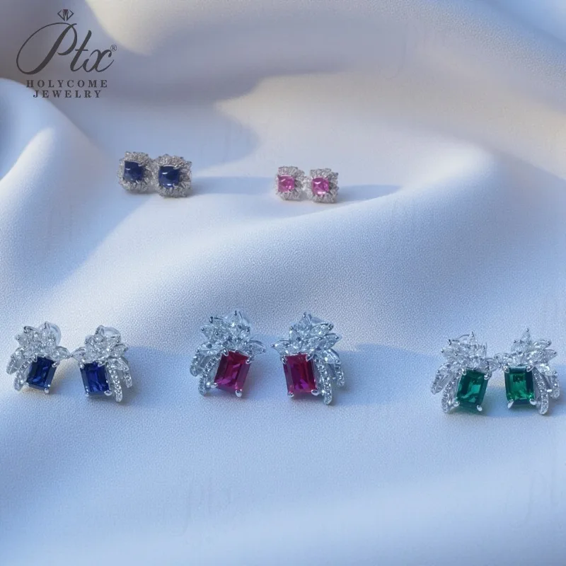 

Серьги с муассанитом и разноцветными бриллиантами, изумруд или сахарная башня, дизайн, рубин, сапфир, Колумбия, Падпарадш, любимый