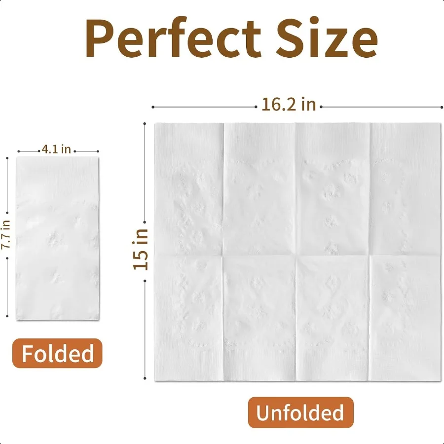 ナプキン 2プライ 300枚入り 紙製ディナーナプキン ホワイトナプキン 結婚式 パーティー バスルーム 日常使い用 16.2 X 15