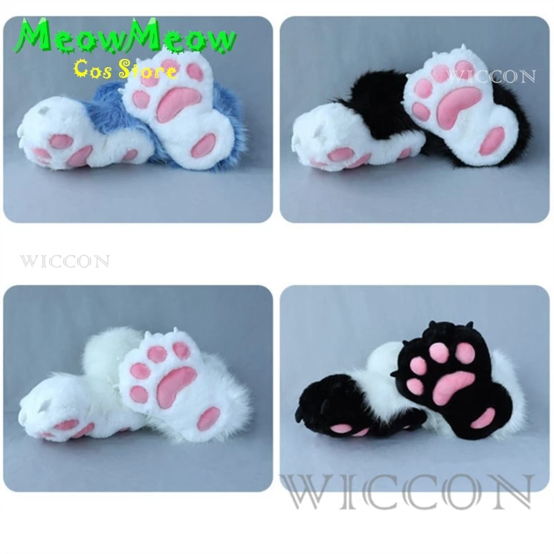 Śliczne pluszowe skarpetki Fursuit Animal Foot 8-kolorowe pluszowe kostiumy Cosplay Furry Animal Paw Shoes Cat Girl Shoes Cat Paw Christmas Gift